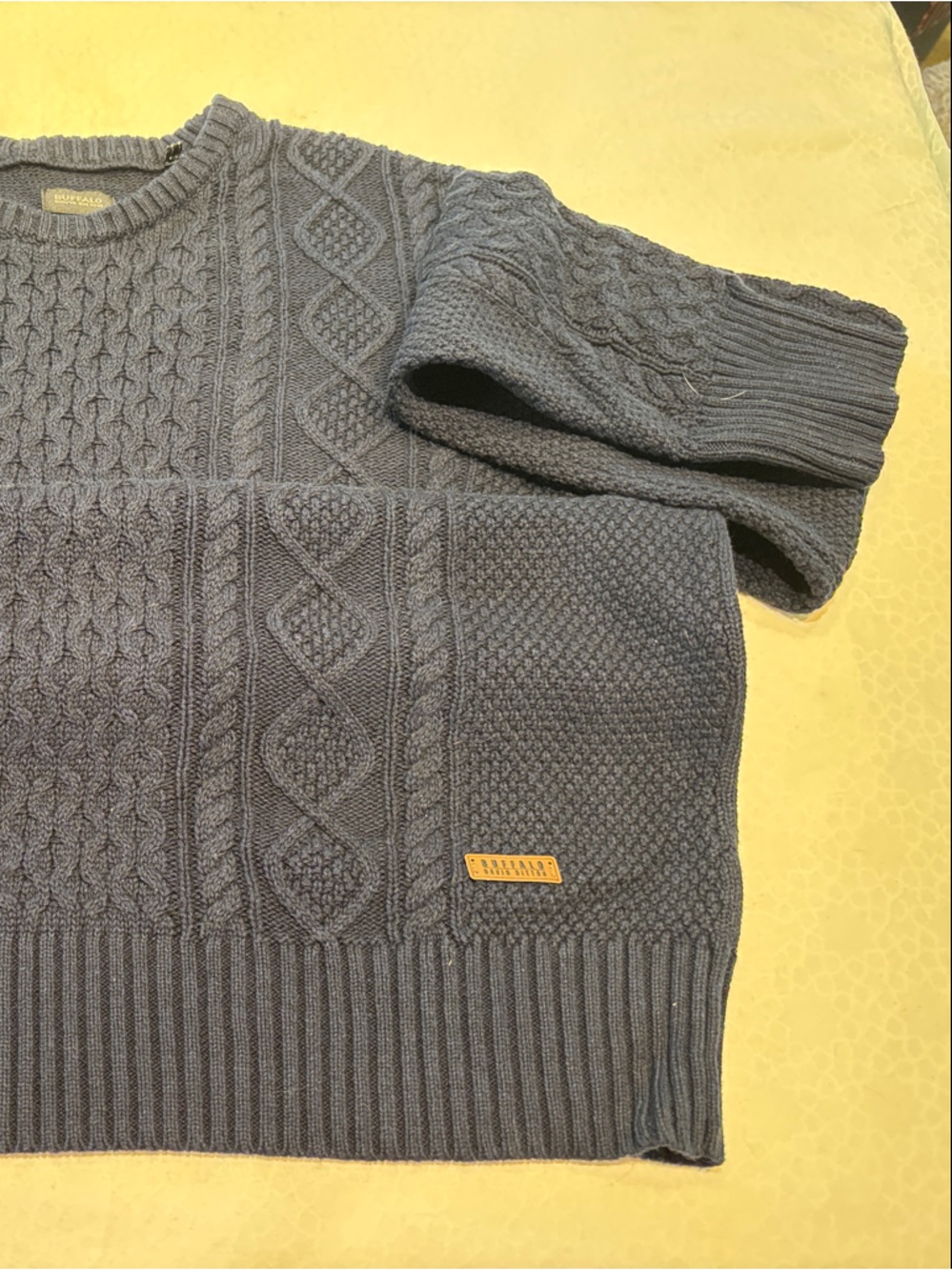 Buffalo David Bitton Men's Charcoal Cable Crewneck Sweater
